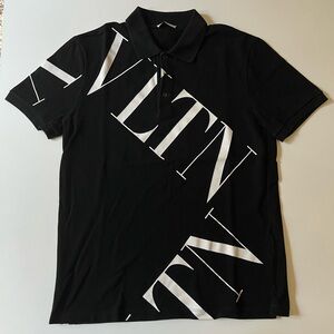 Valentino Black Polo VLTN Macrogrid Logo